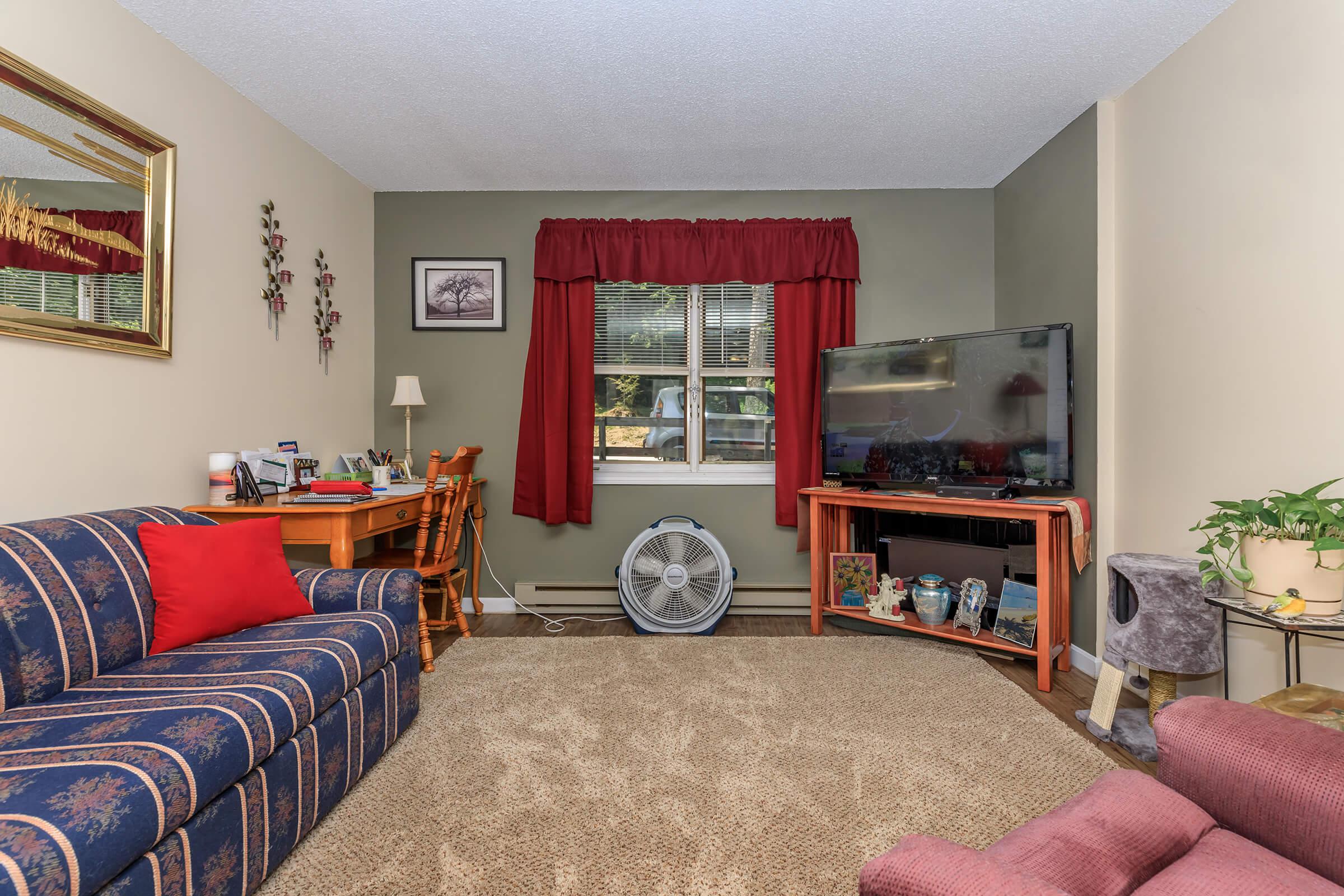 a living room filled with furniture and a flat screen tv