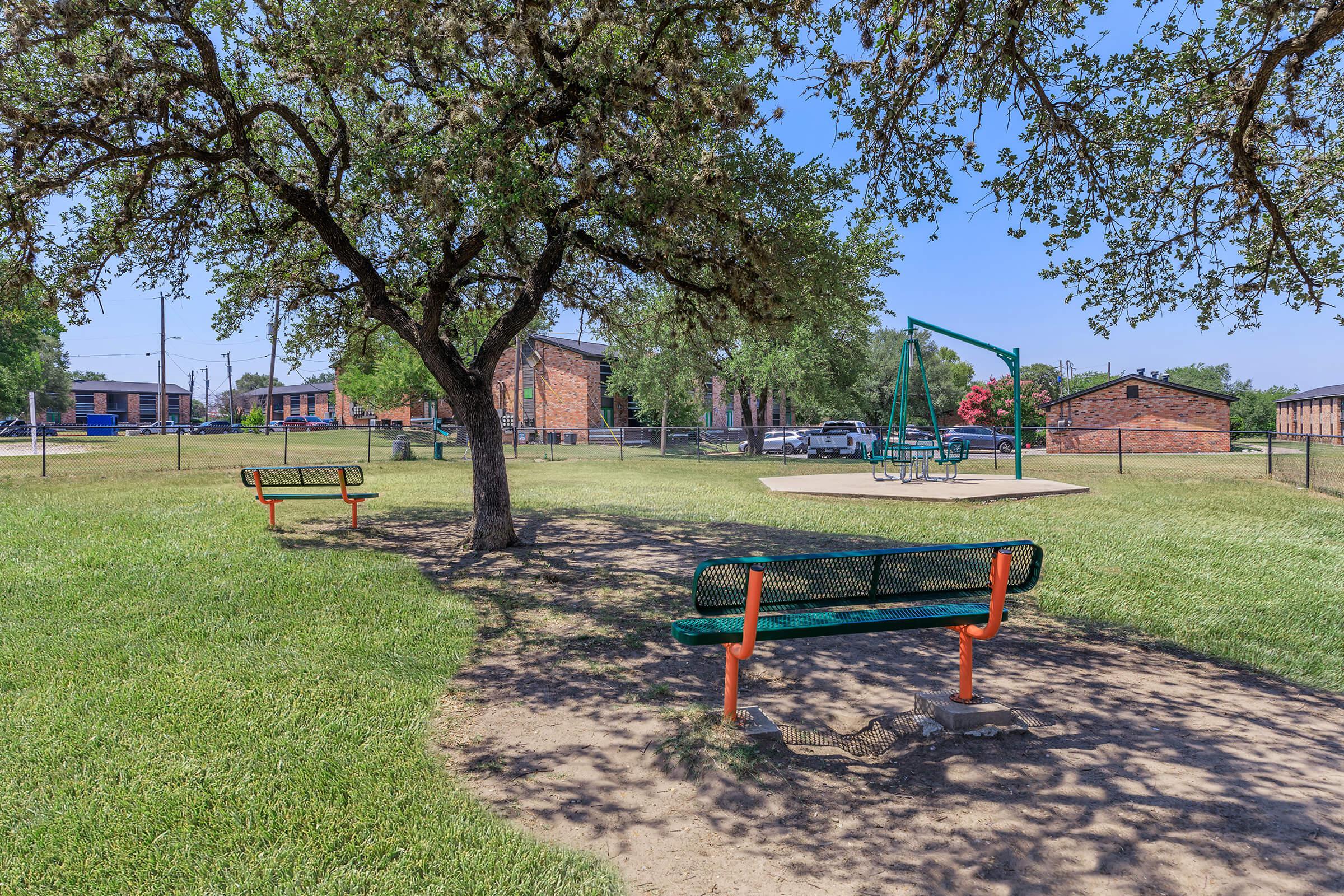 a bench in a park