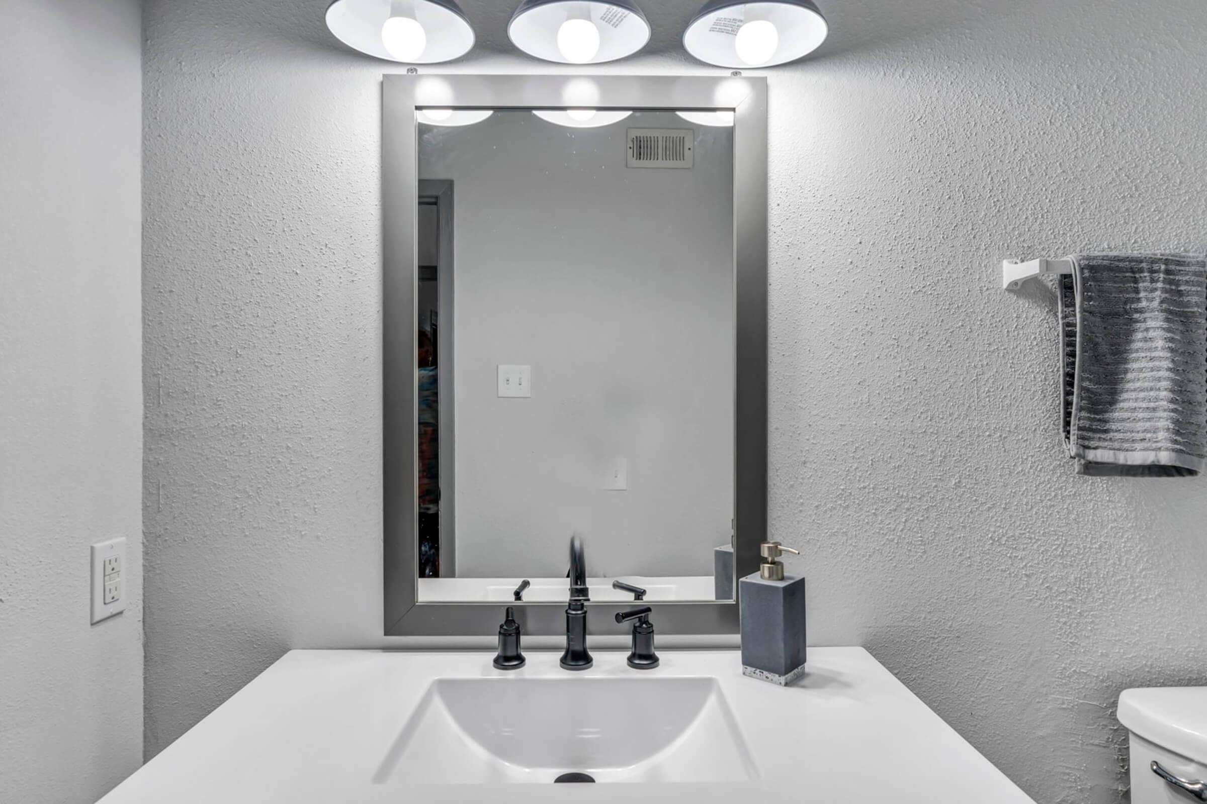 a sink and a mirror