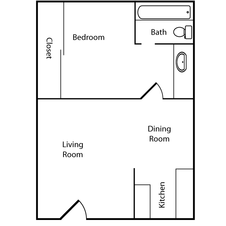 Floor plan image of 1 Bed 1 Bath
