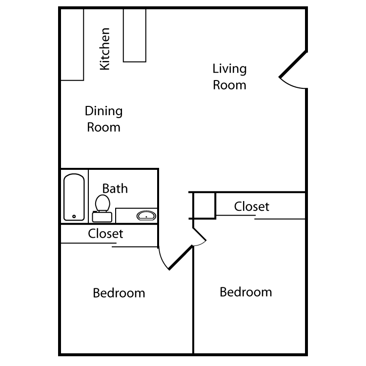 Floor plan image of 2 Bed 1 Bath
