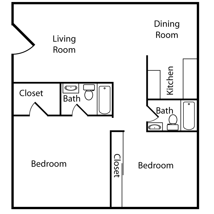 Floor plan image of 2 Bed 2 Bath