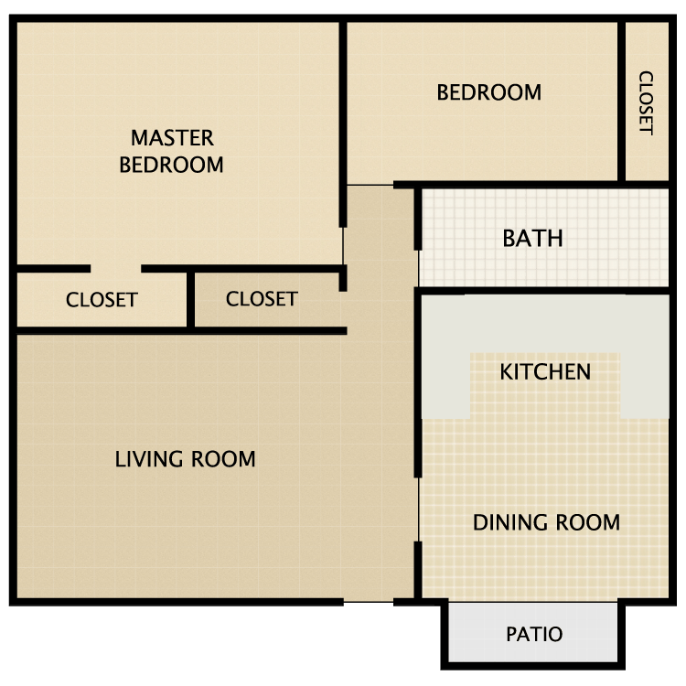 2 Bed 1 Bath floor plan image