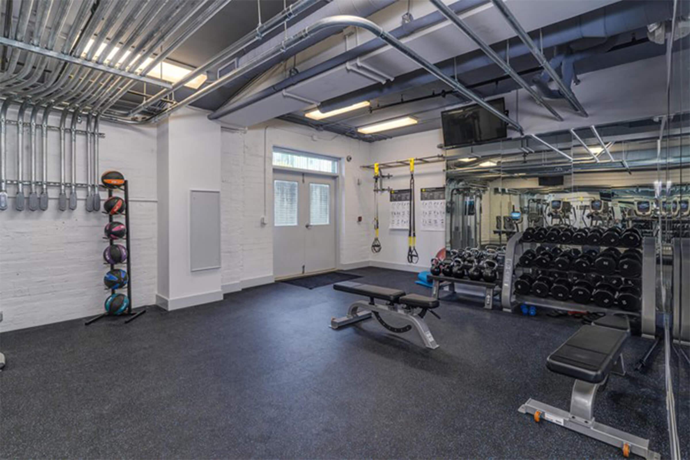 Get your sweat on in the fitness center at The Lofts at South Slope in Asheville, NC.