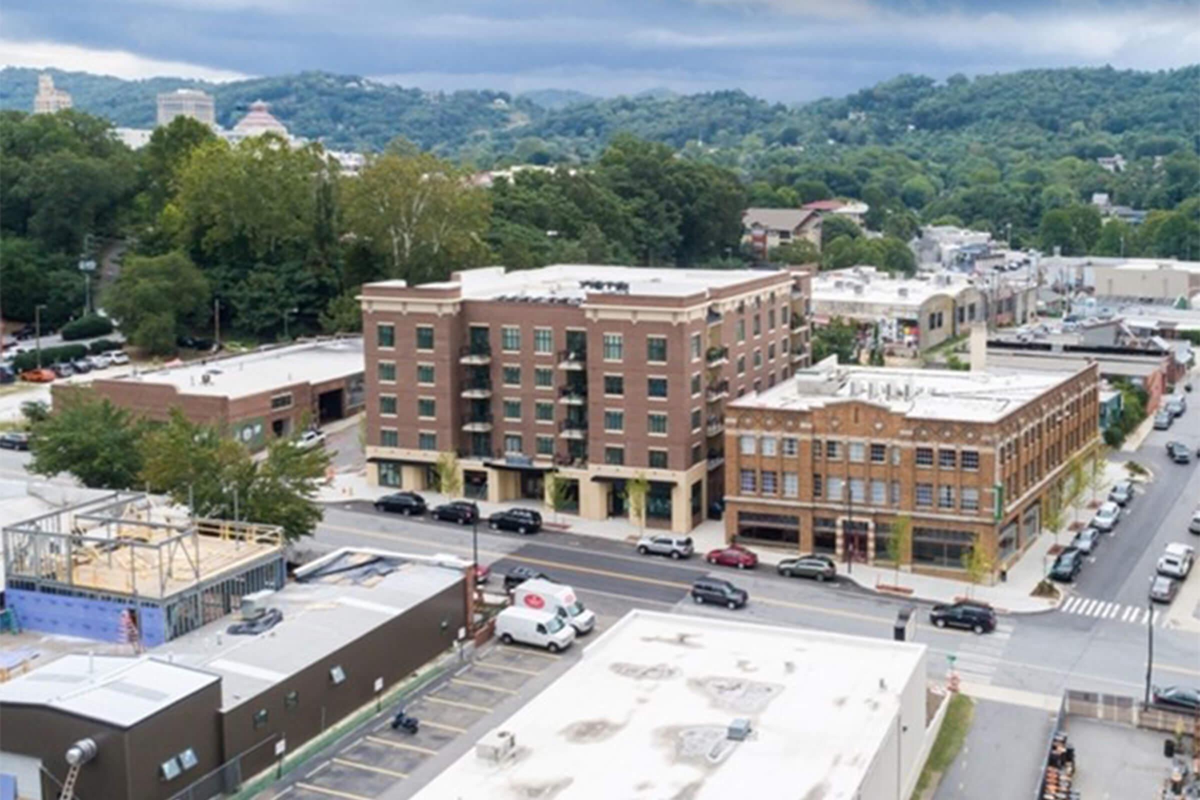 Mid-rise building at The Lofts at South Slope in Asheville, North Carolina.