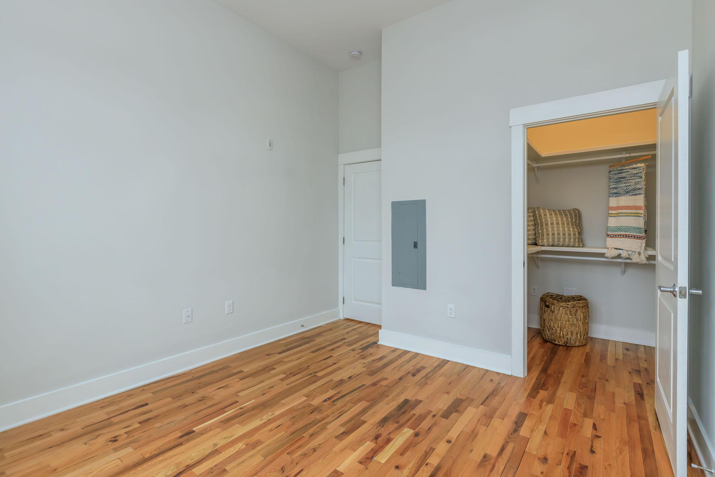 a room with a wood floor