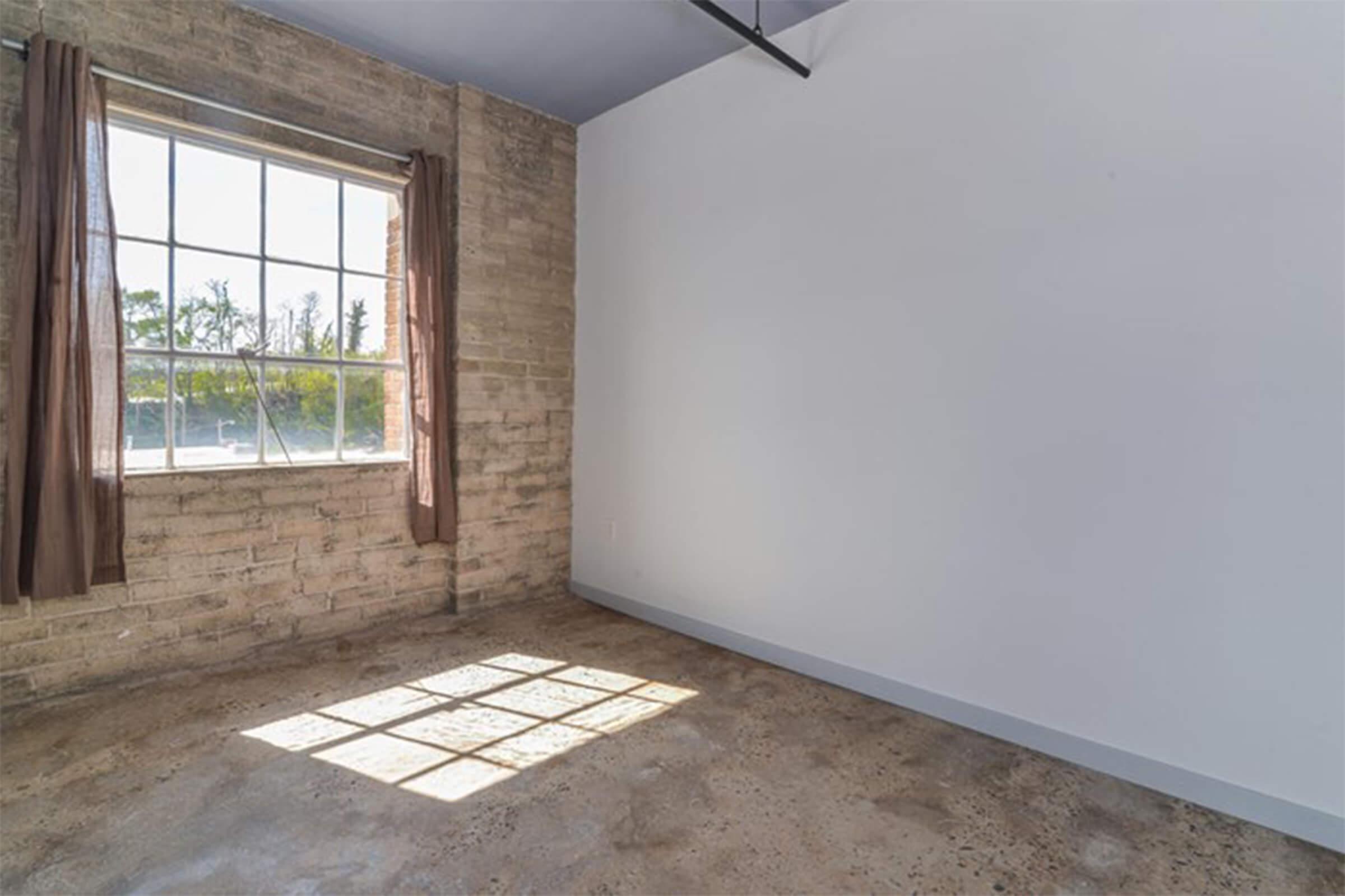 Beautiful exposed brick walls at The Lofts at South Slope in Asheville, North Carolina.