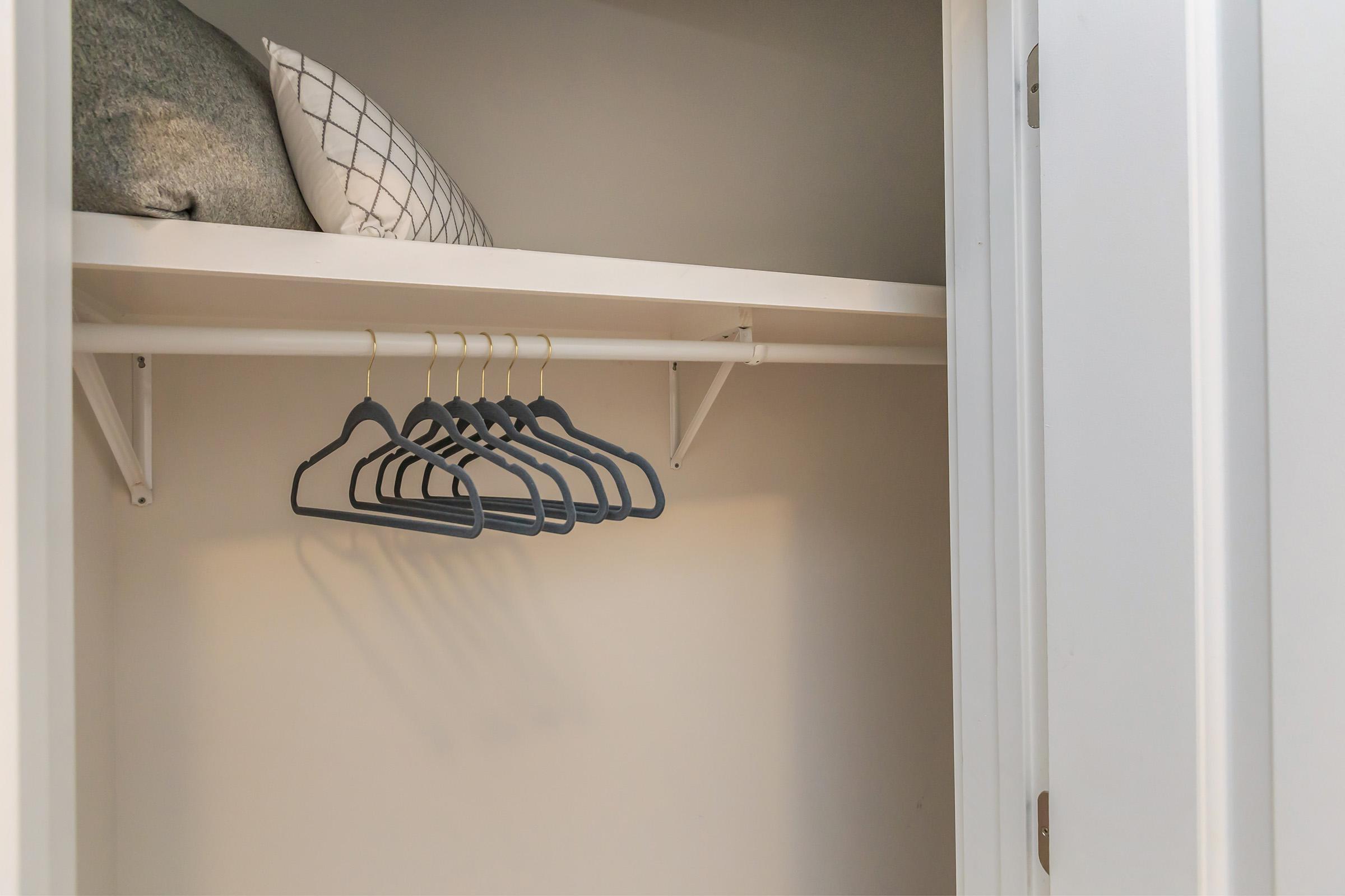 Closet space in The Lofts at South Slope in Asheville, North Carolina.