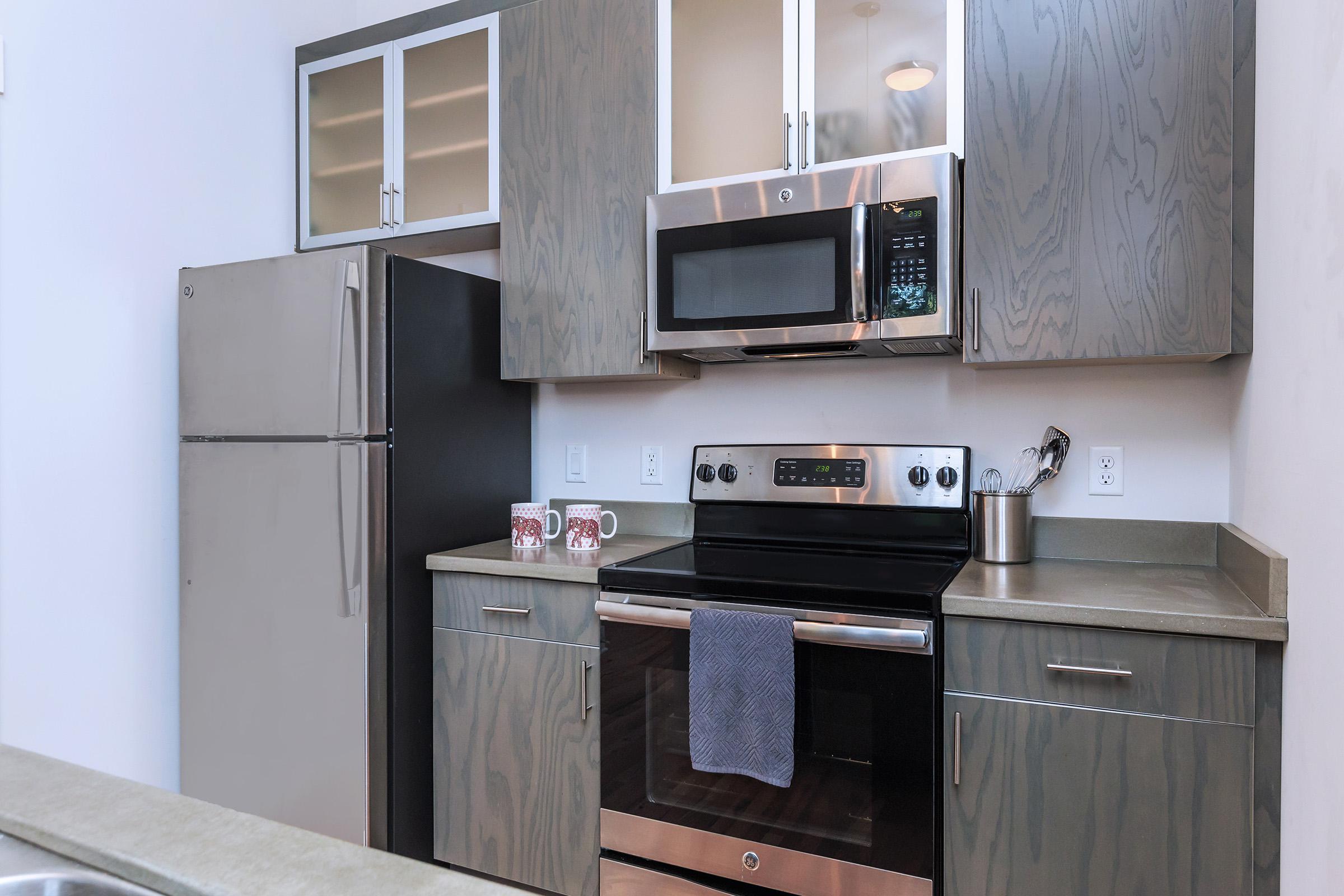 Modern kitchens at The Lofts at South Slope in Asheville, NC.