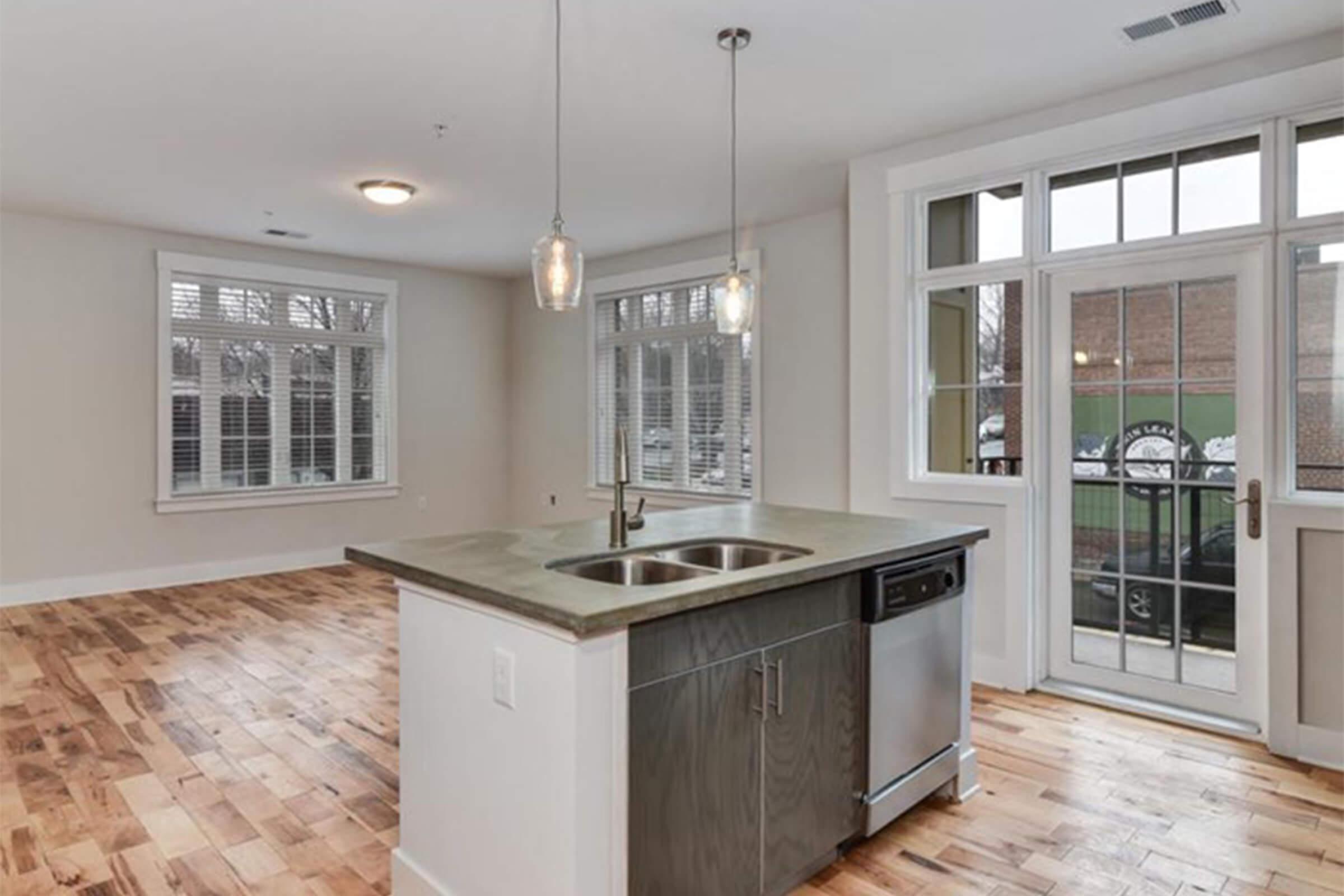 Spacious kitchens at The Lofts at South Slope in Asheville, NC.