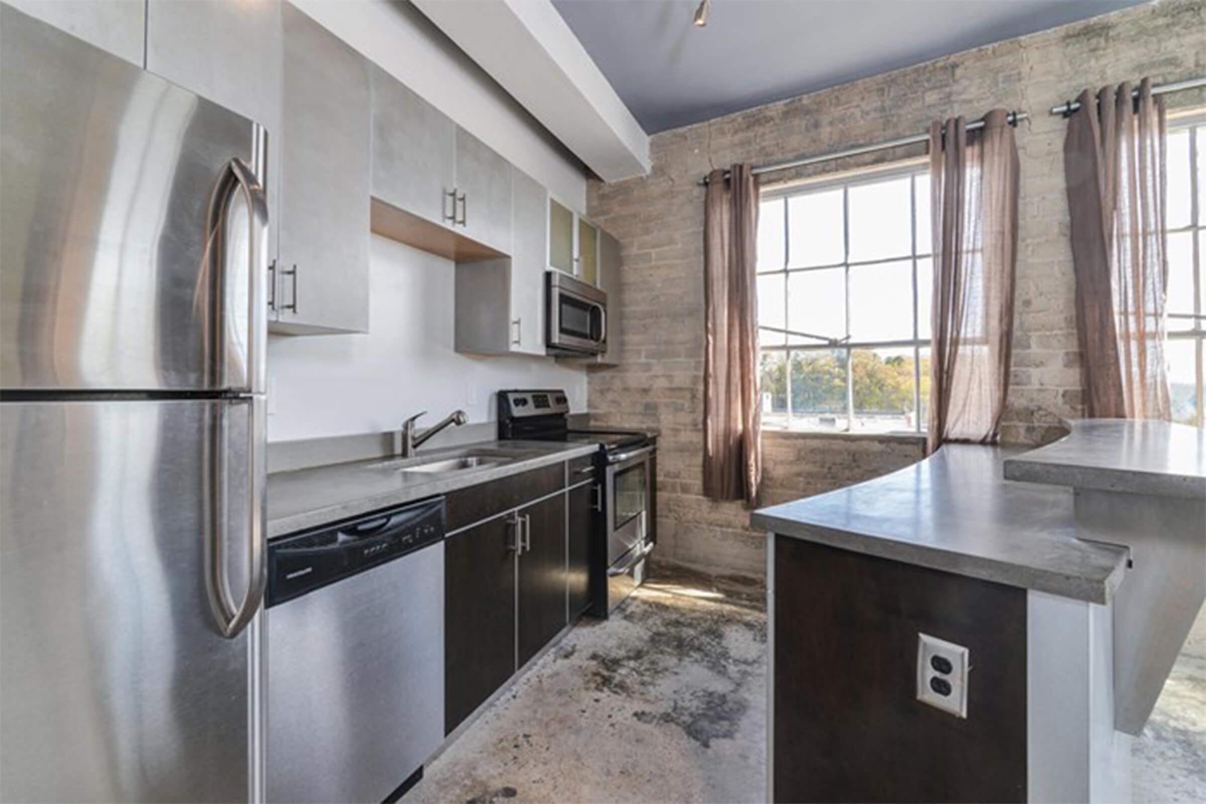 Stainless steel appliances at The Lofts at South Slope in Asheville, NC.