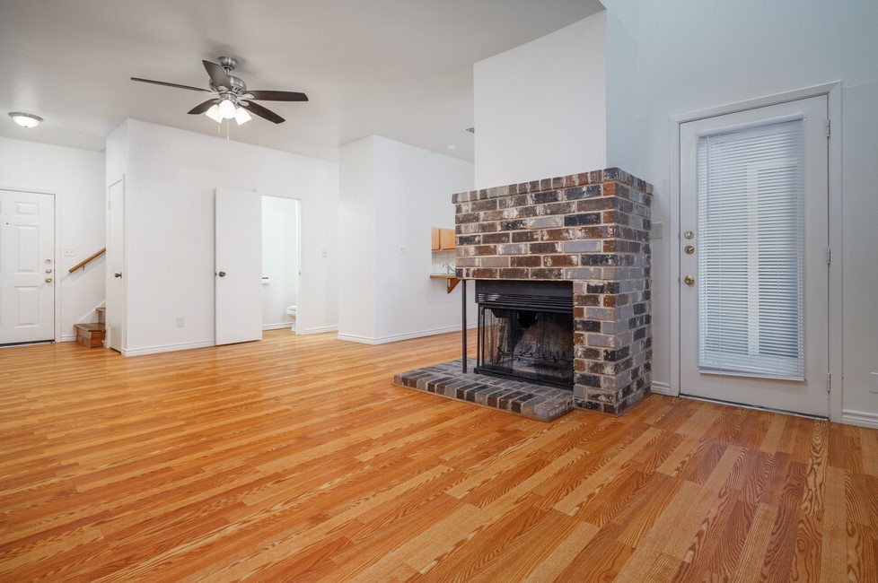 a room with a hard wood floor