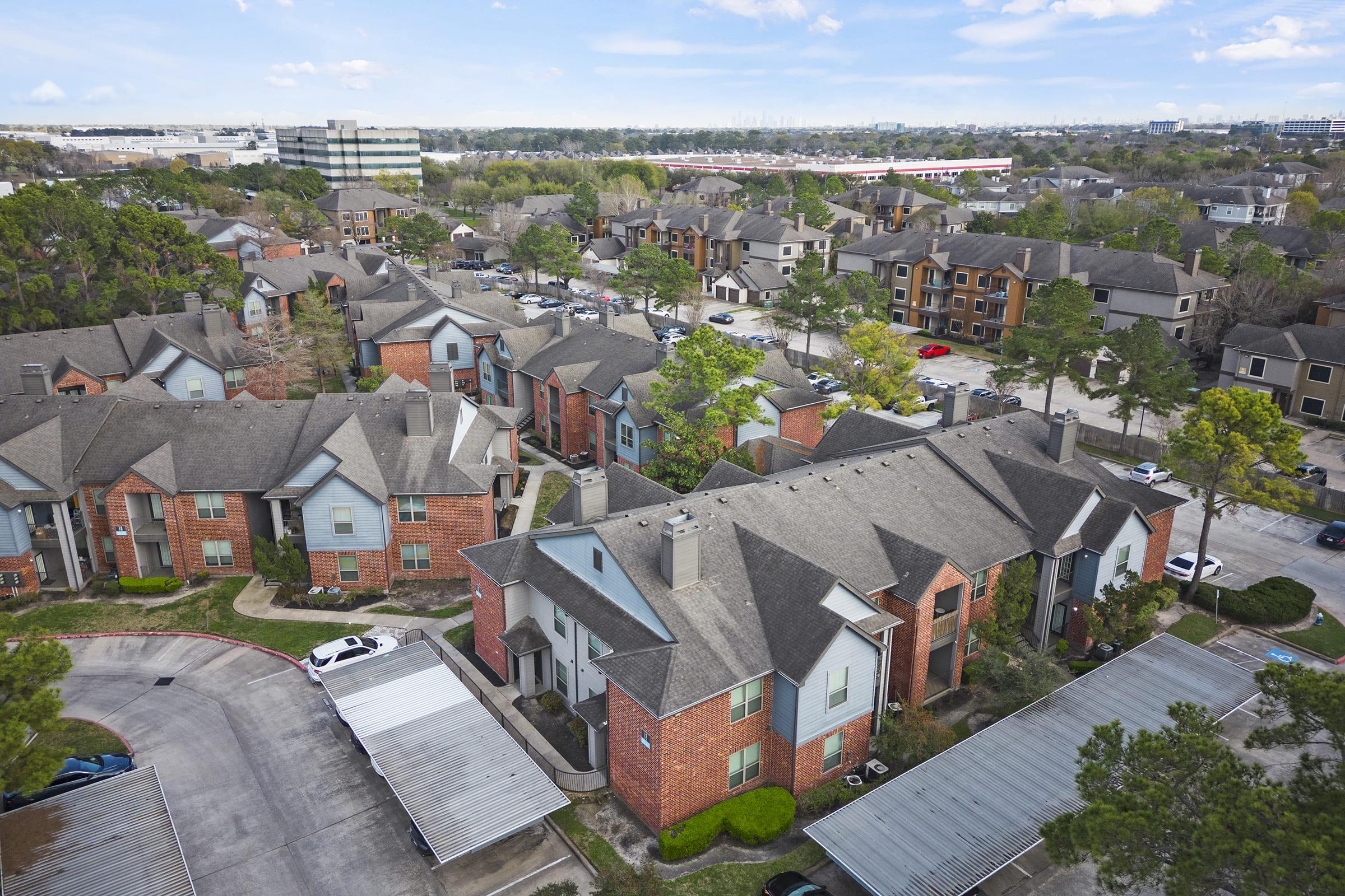 an aerial view of a city