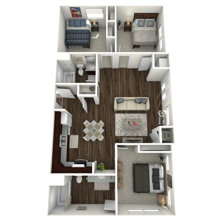 Floor plan image of 3 Bed 2 Bath Low Income Unit