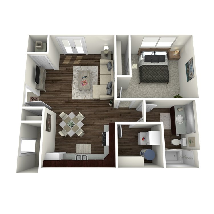 Floor plan image of 1 Bed 1 Bath B Workforce Unit