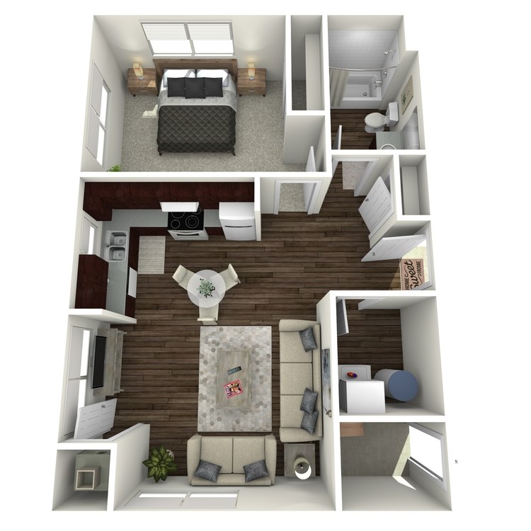 Floor plan image of 1 Bed 1 Bath A Workforce Unit