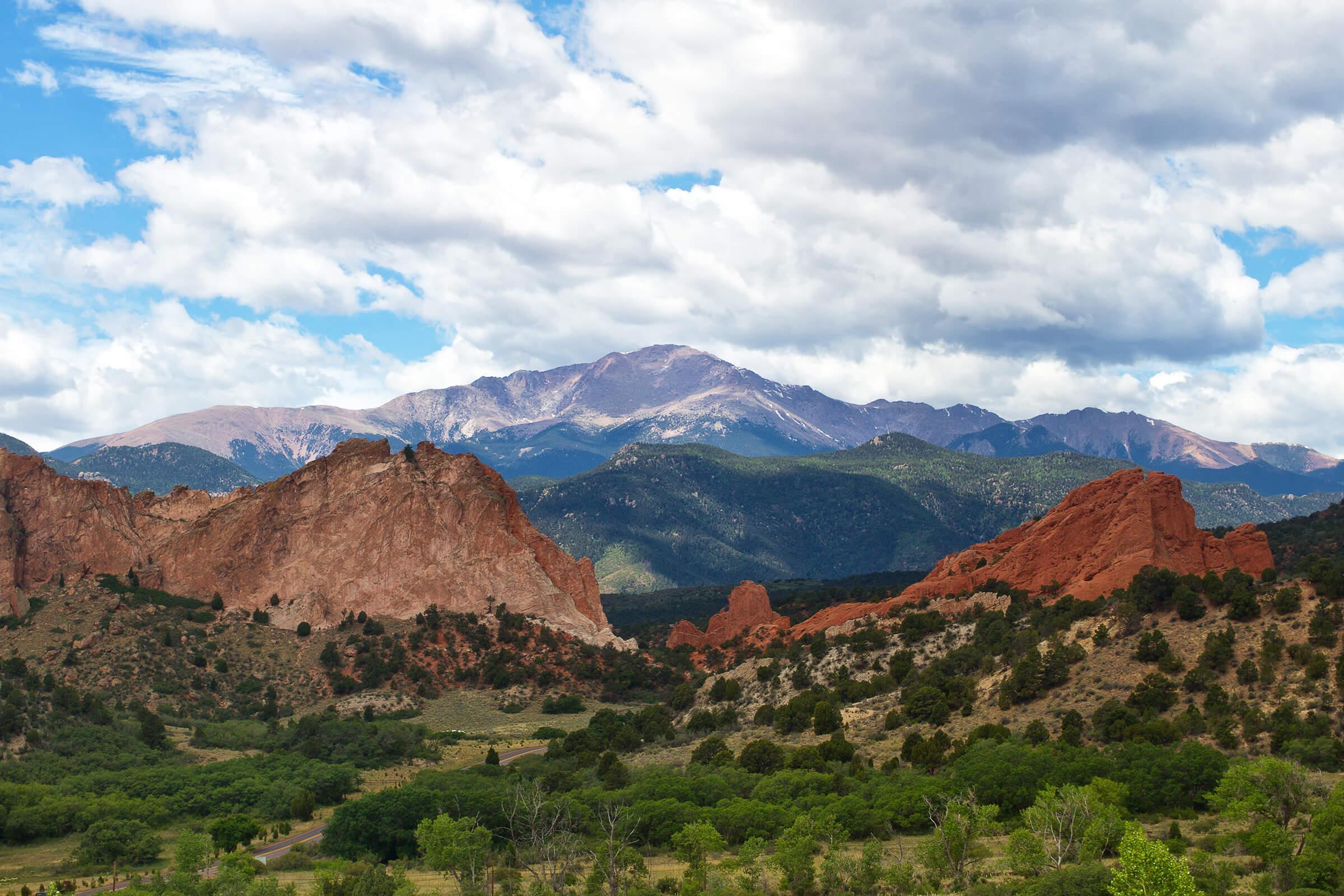 a view of a large mountain in the background