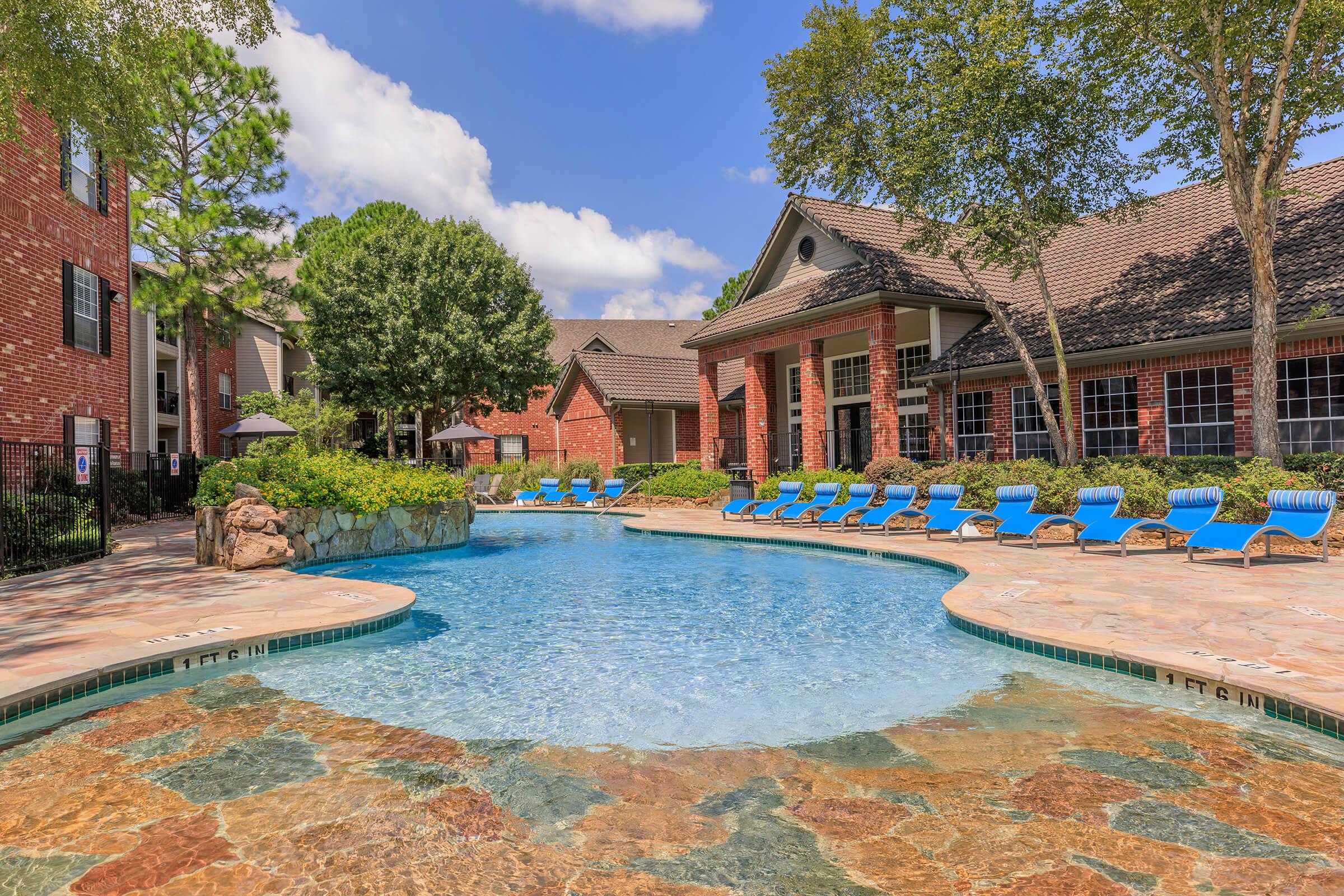 a small house in a pool of water