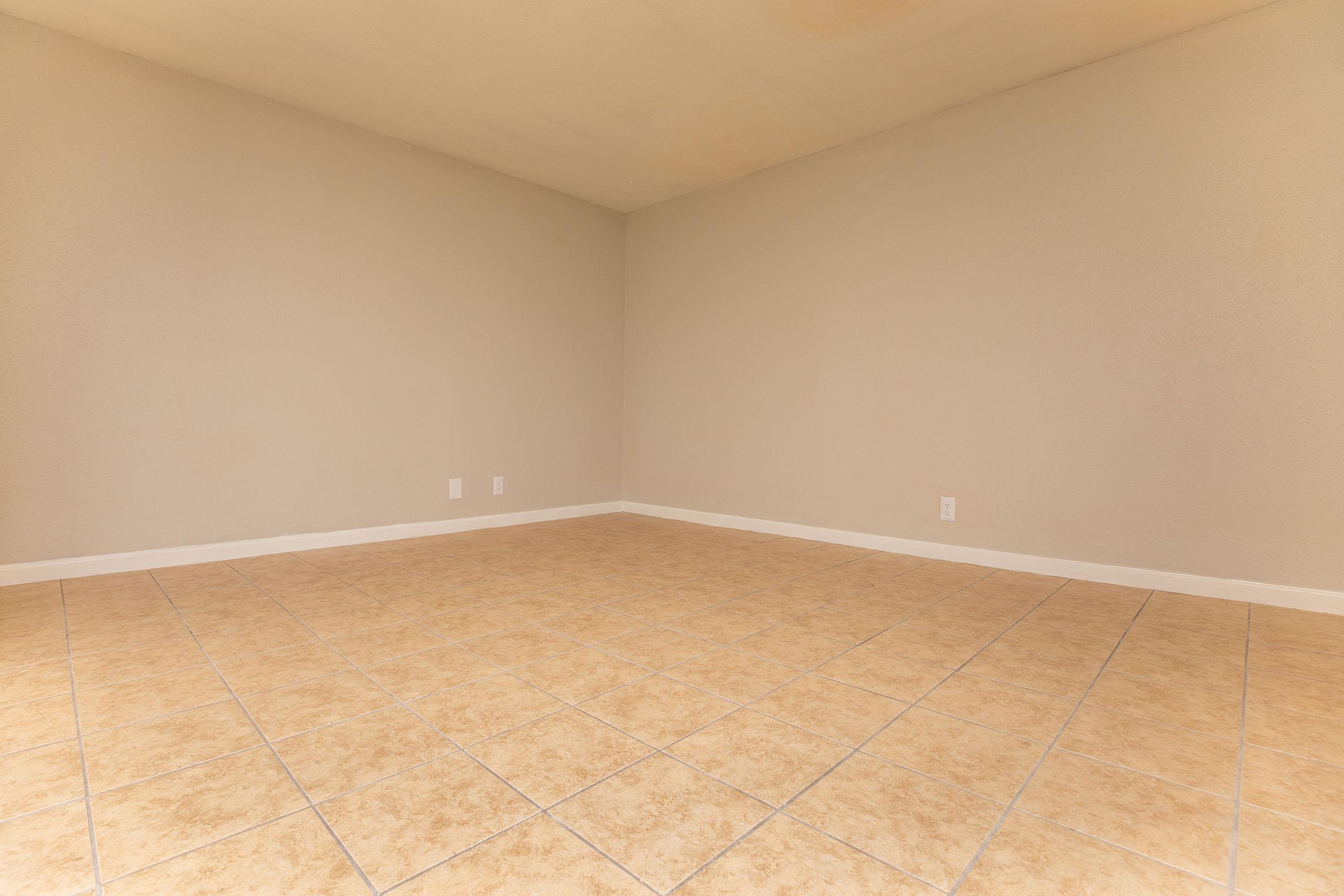 a room with a tile floor