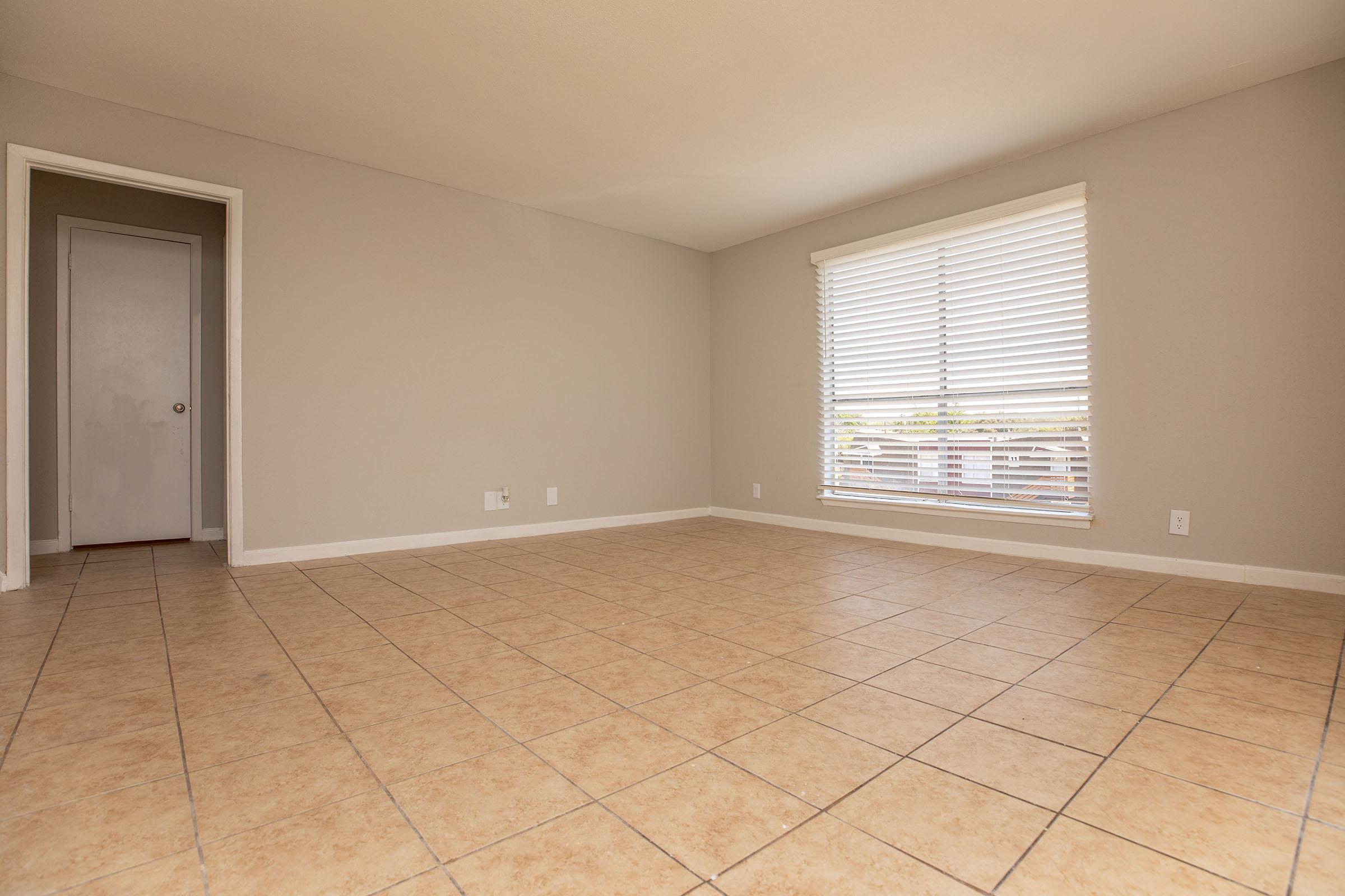 a room with a tile floor