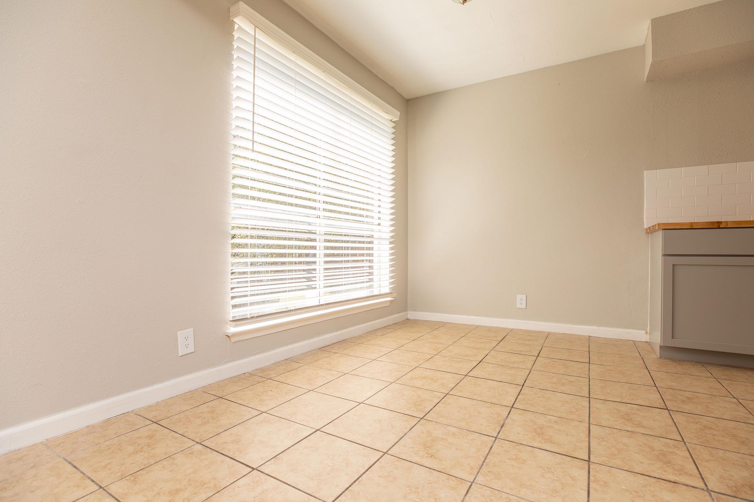 a room with a tiled floor