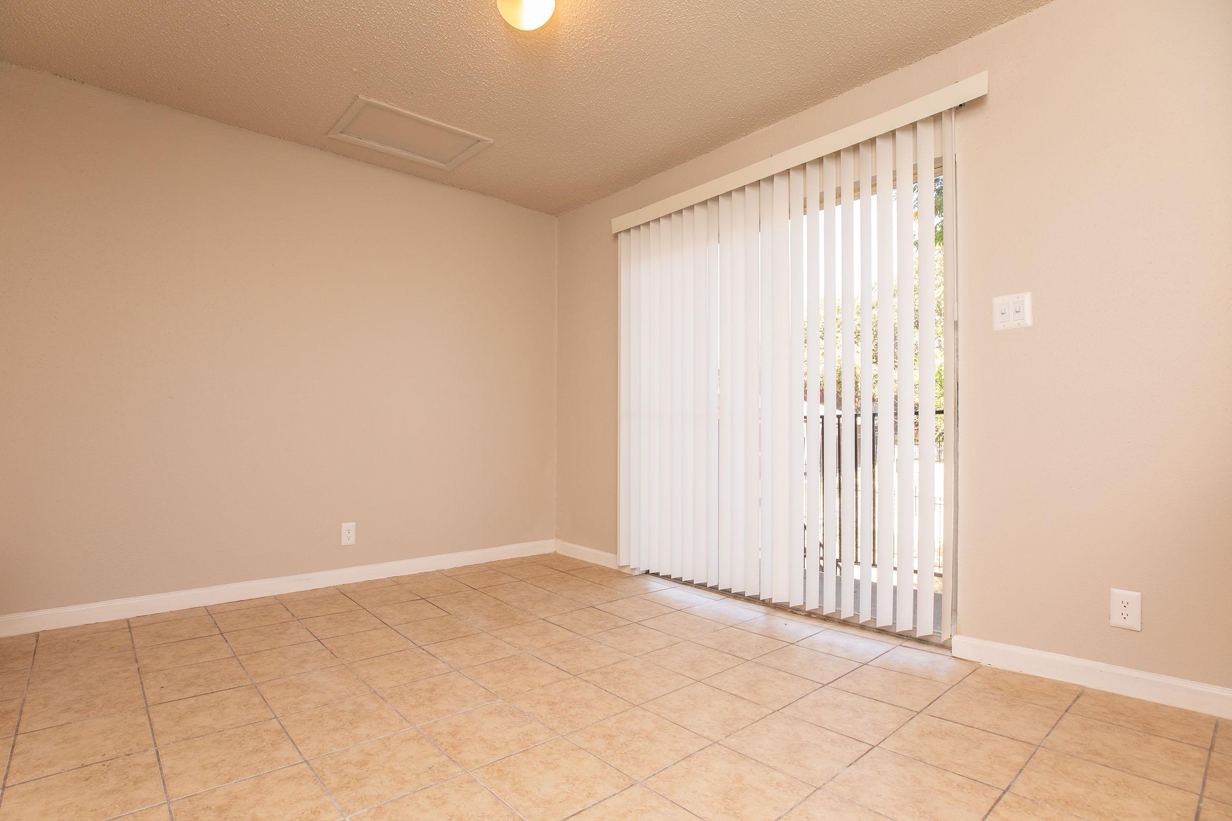 a room with a tile floor