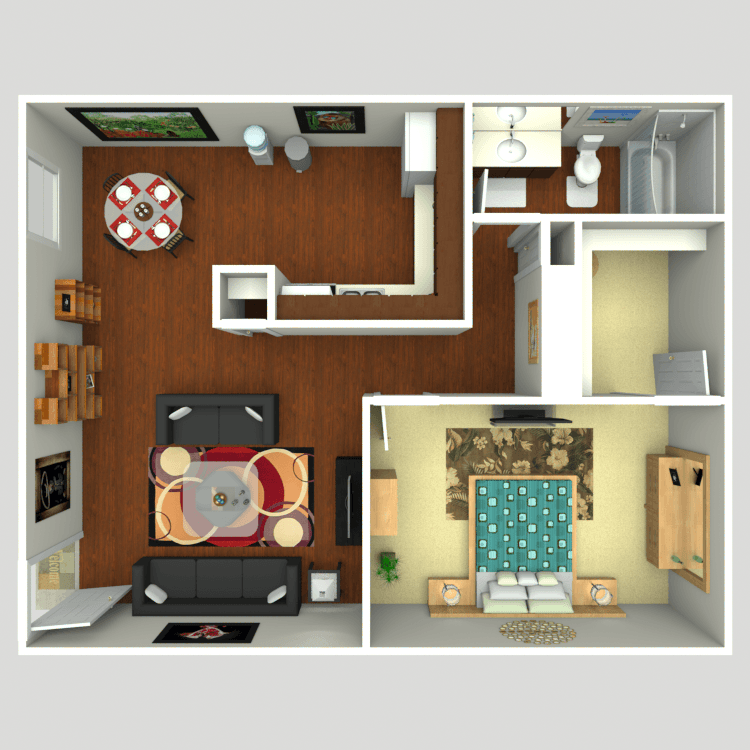 Floor plan image of 1 Bed 1 Bath