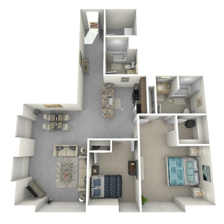 Floor plan image of Two Bed Two Bath A