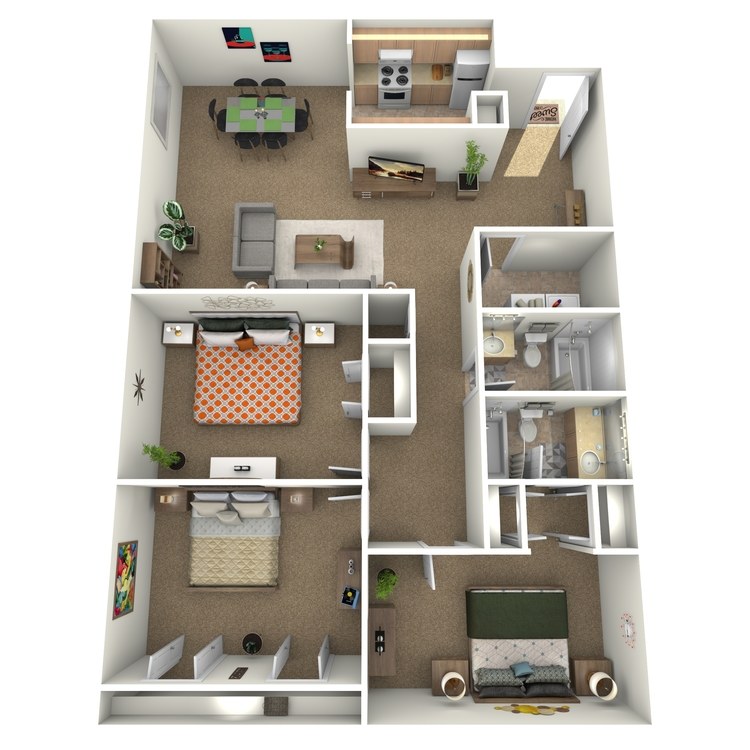 Floor plan image of 3 Bed 2 Bath