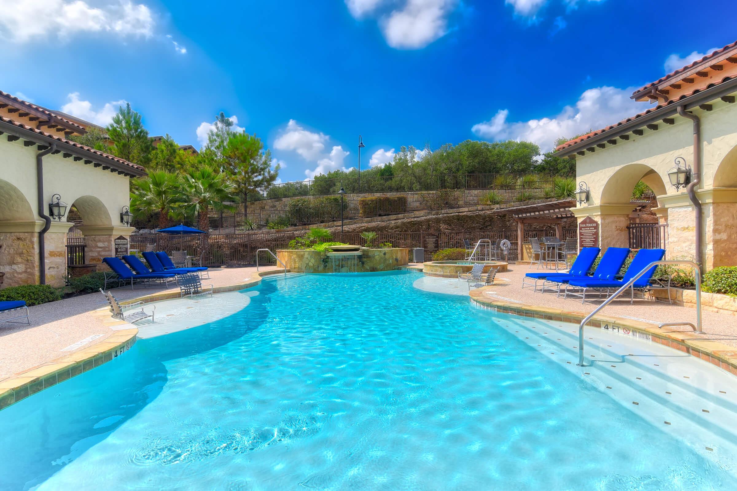 a blue pool of water