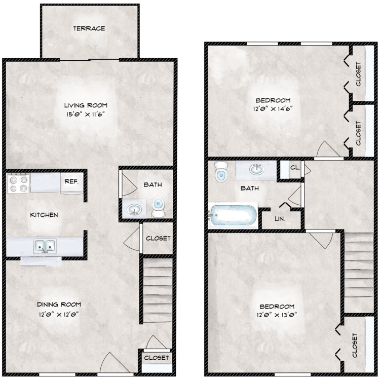 Two Bedroom - various layouts floor plan image