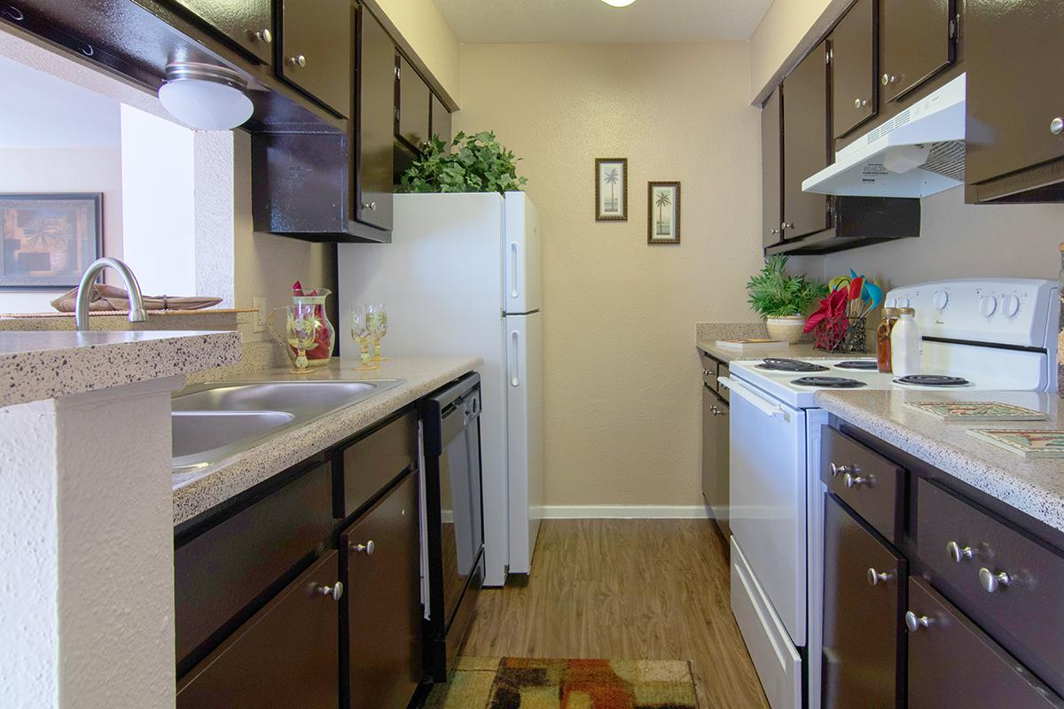 a kitchen with a stove sink and refrigerator