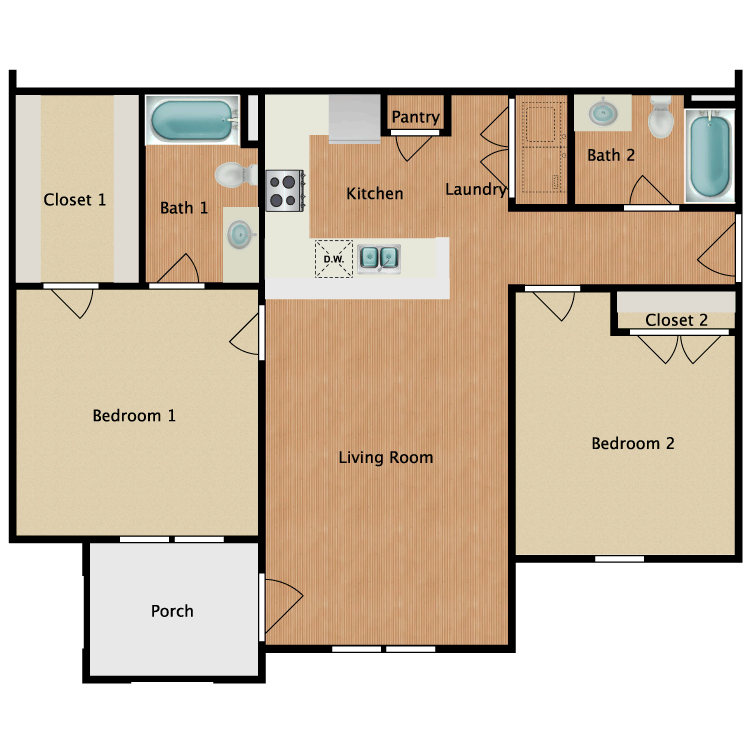 Floor plan image of Unit 2B