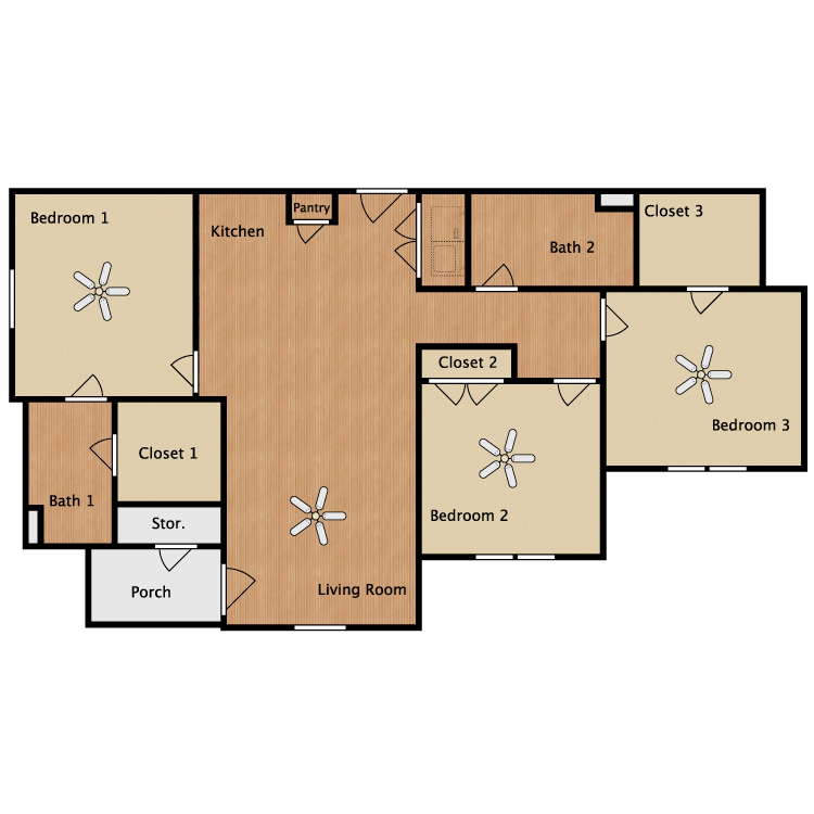 Floor plan image of Unit 3B