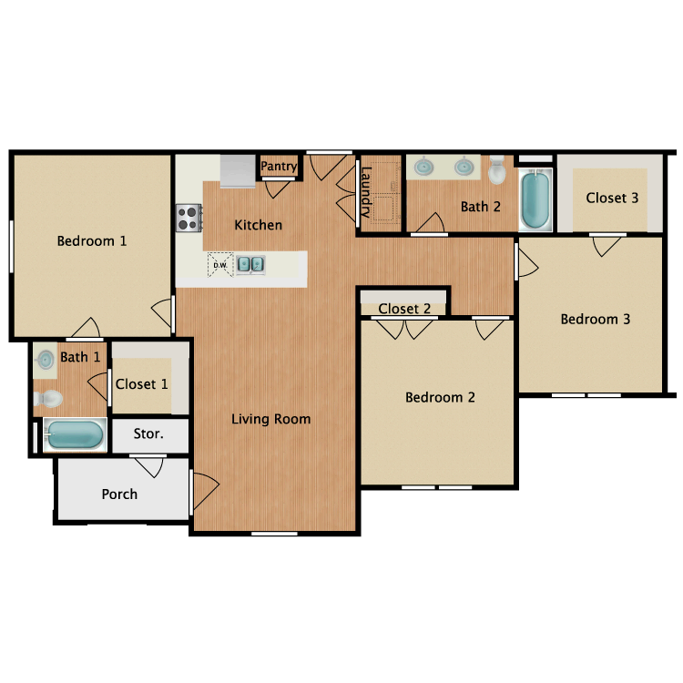 Floor plan image of Unit 3HC