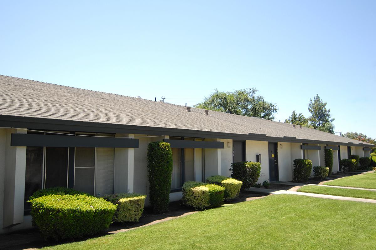 This is the beautiful landscaping at Westwood Apartments