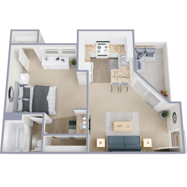 Plan A, a studio 1 bathroom floor plan.