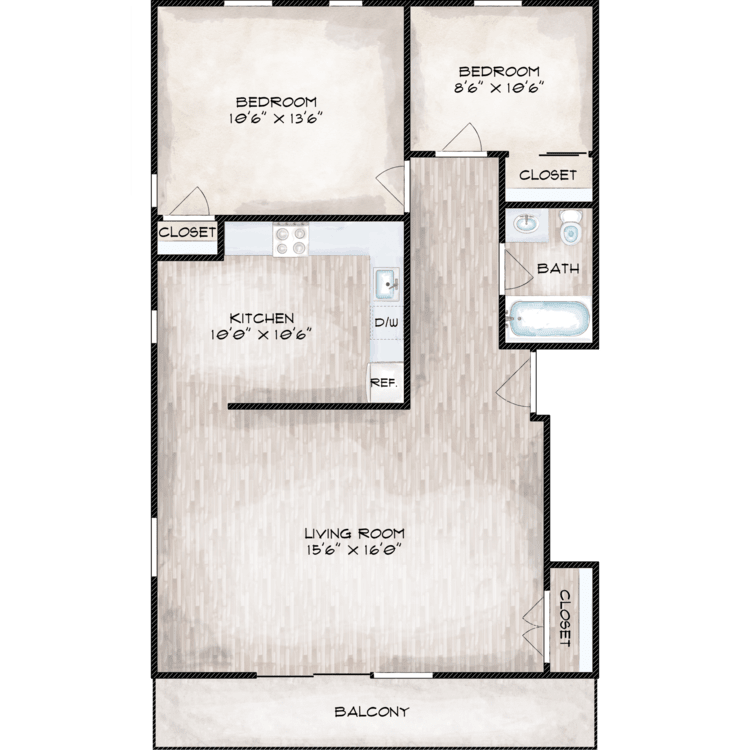 2 Bedroom floor plan image