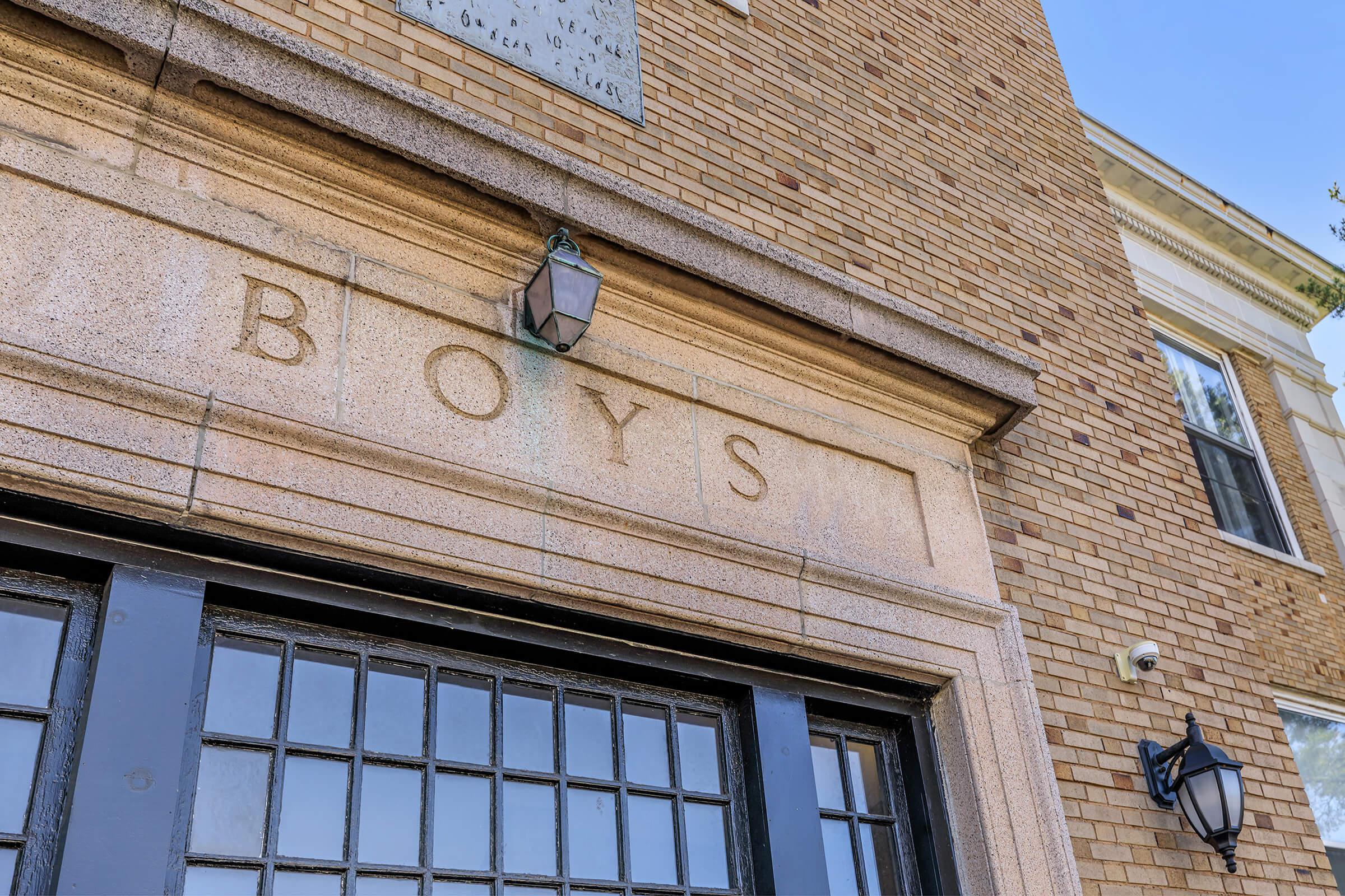 a close up of a brick building