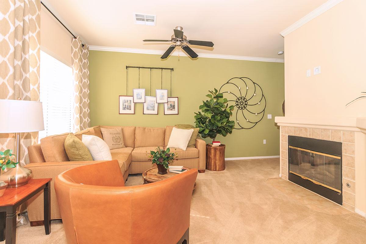 a living room filled with furniture and a fire place