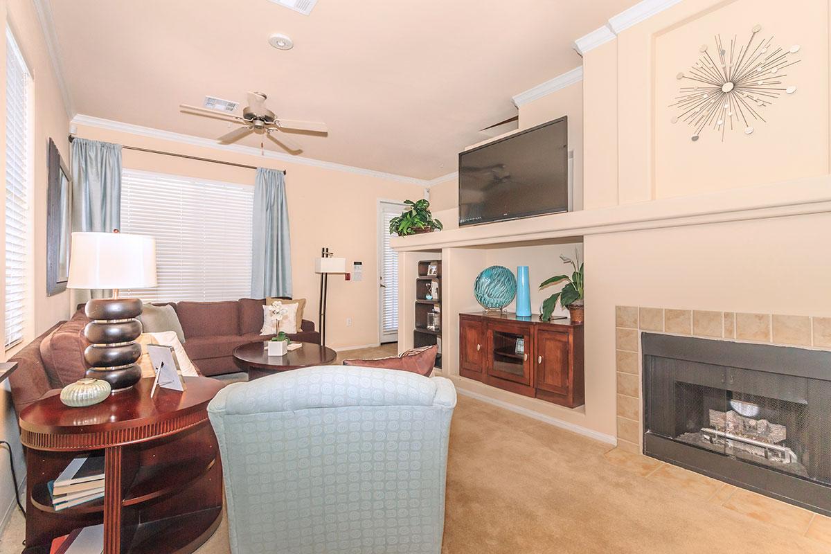 a living room filled with furniture and a fireplace