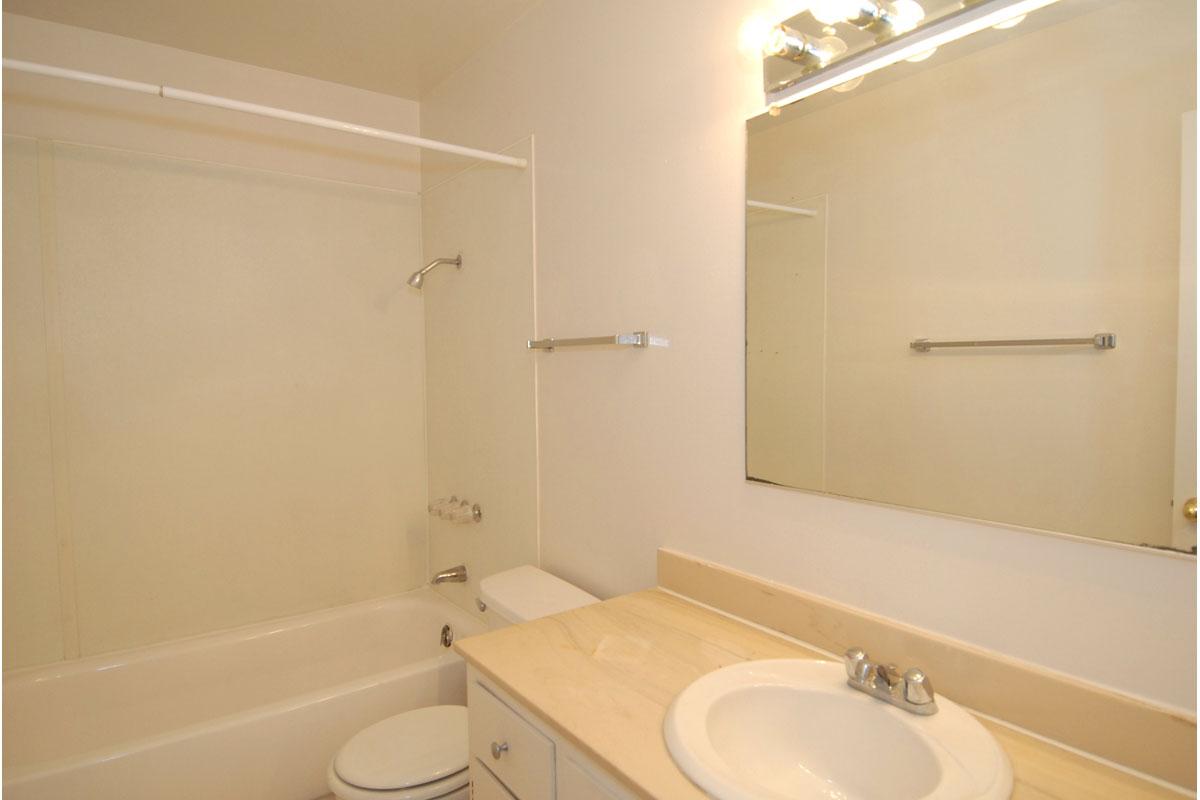 a white sink sitting under a mirror