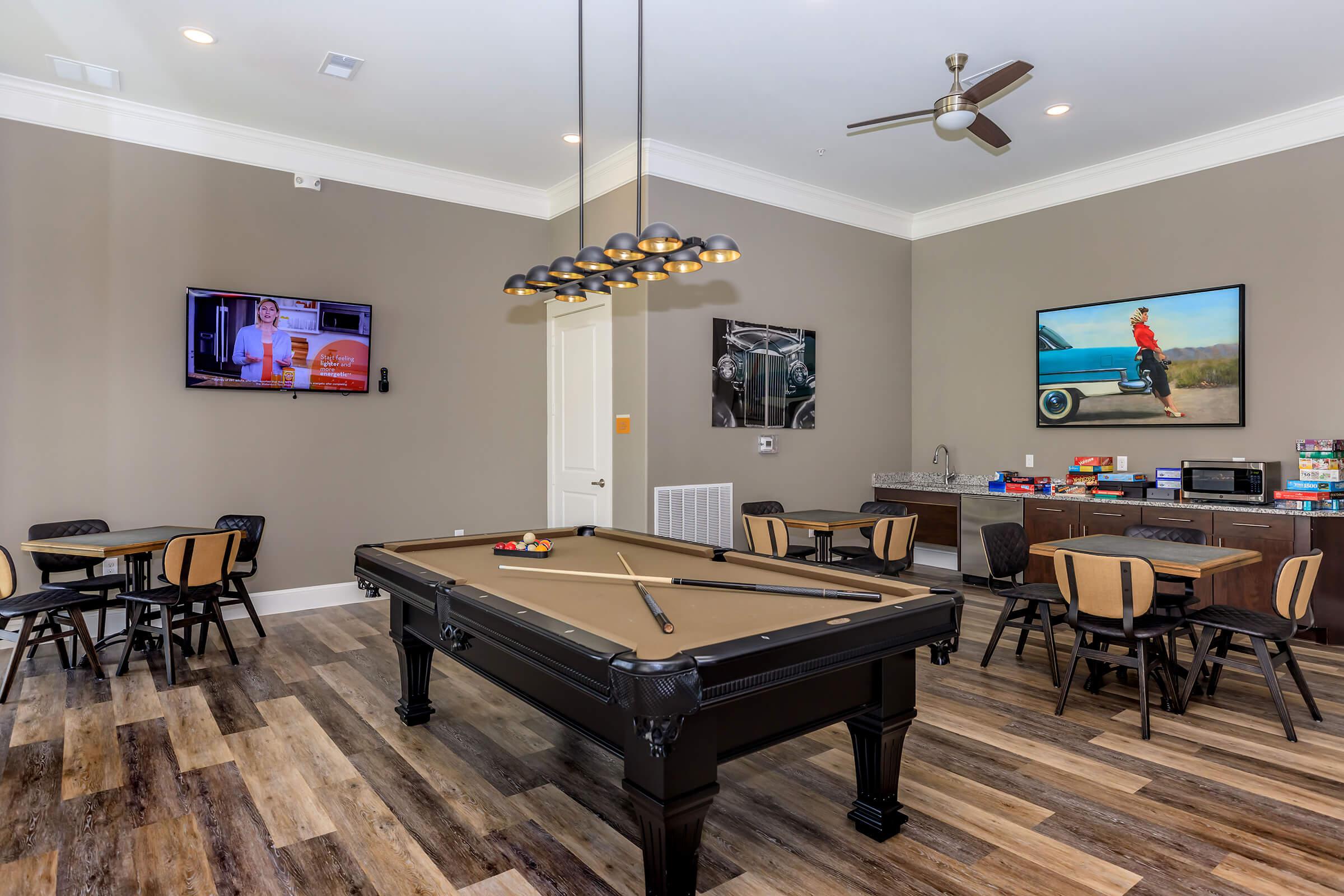 a room filled with furniture and a tv