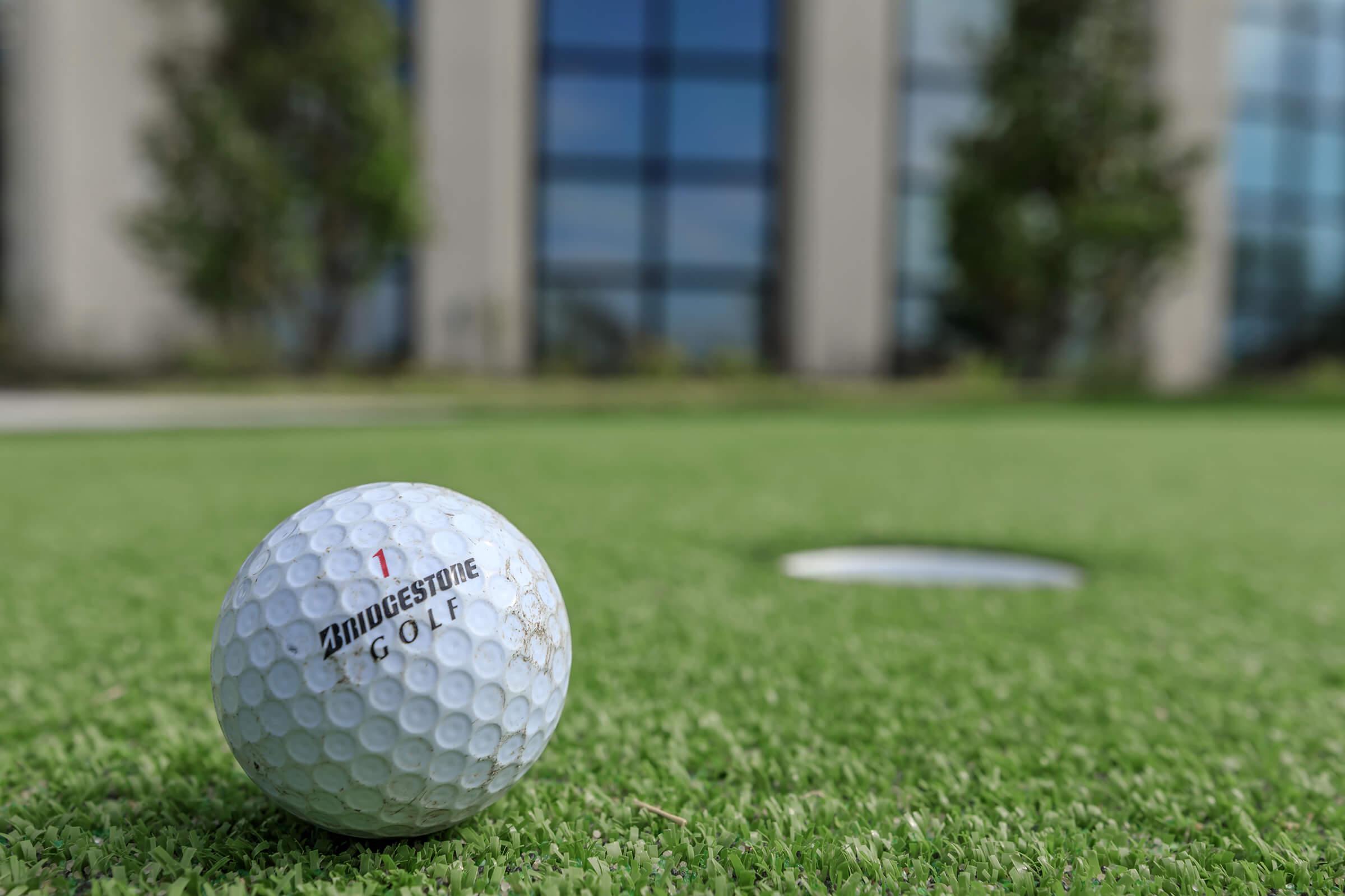 a golf ball on a field