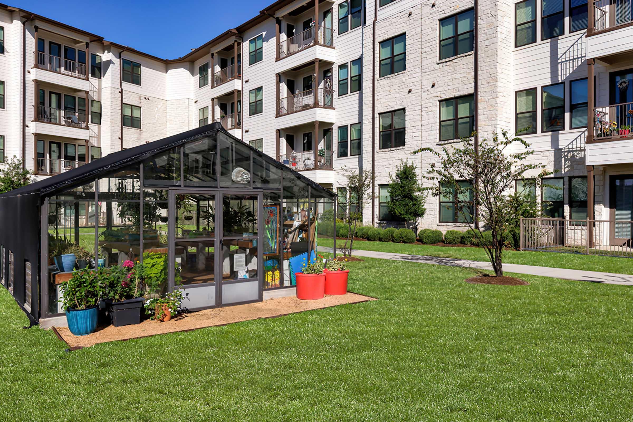 a large lawn in front of a building