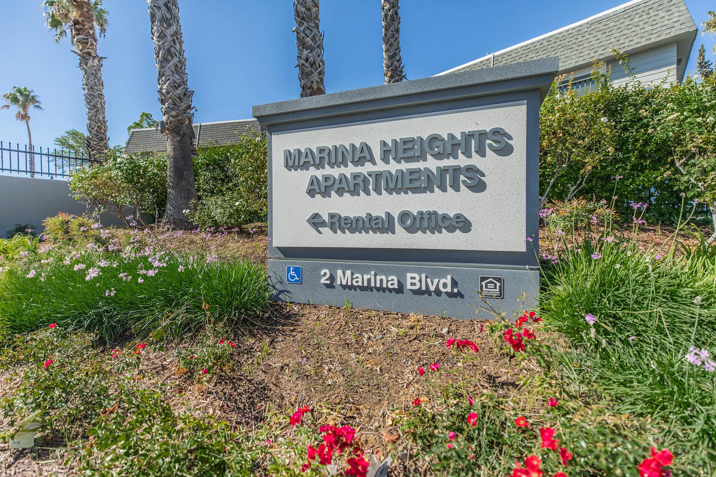 Marina Heights Apartments monument sign