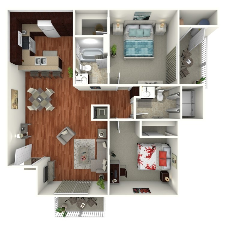 Floor plan image of 2 Bed 1.5 Bath