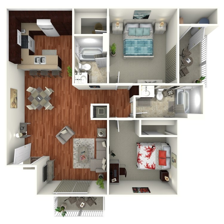 Floor plan image of 2 Bed 2 Bath