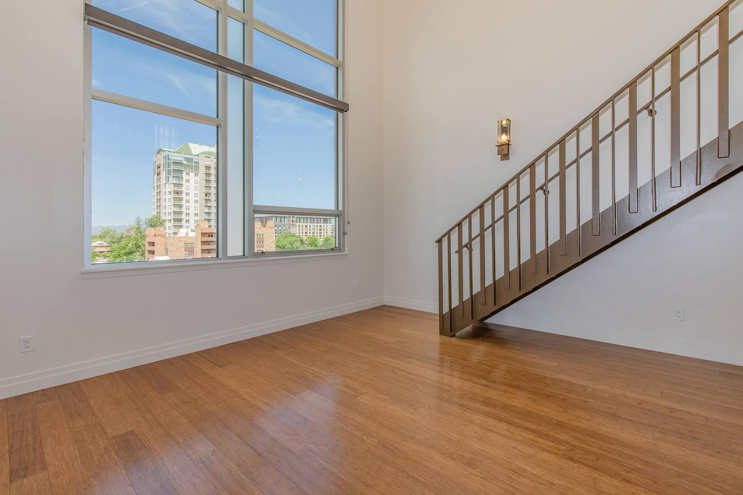 a room with a large window