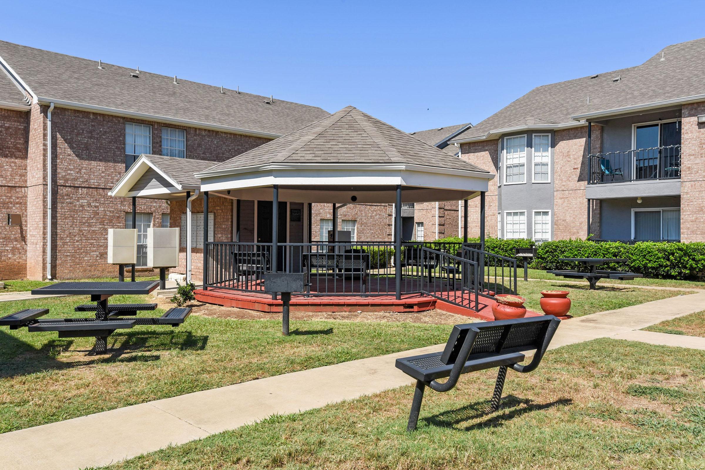 a bench in front of a house